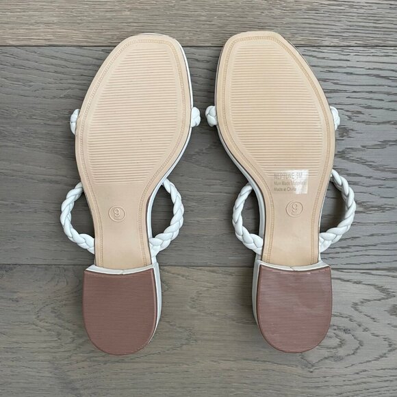 Cushionaire Neptune Braided Two Band Block Heel Vegan Leather Sandal Ivory Sz 9 - Picture 5 of 7